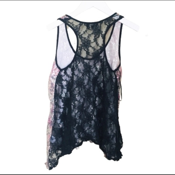 RIVER ISLAND Racer Back Flowy Tank/Top With Sequin Lace Back Black Size 6/UK 10 - Picture 6 of 7